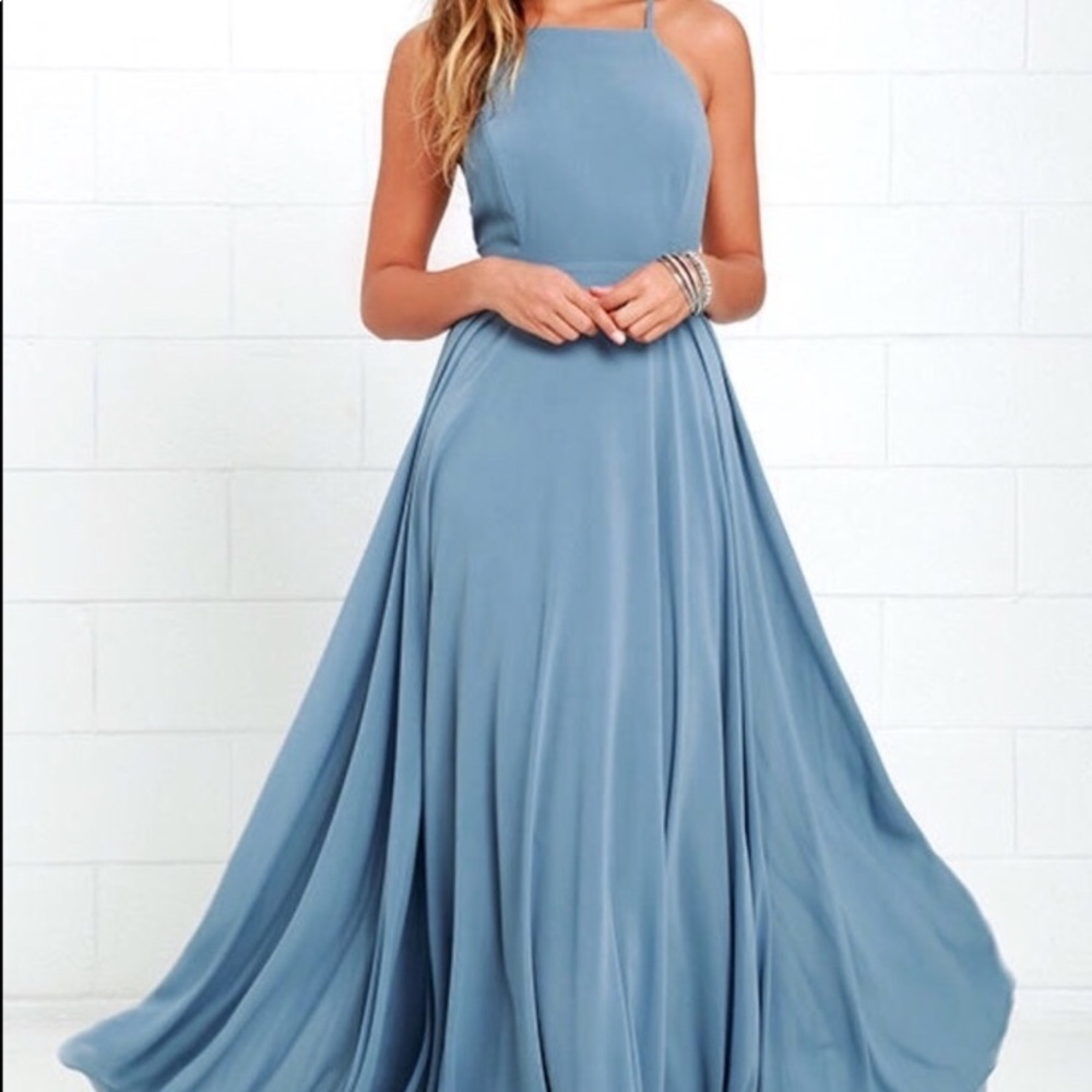 Long blue formal dress